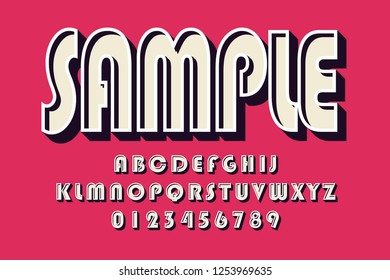 Vector of colorful bold font and alphabet, Retro 3d display font design, alphabet, letters and numbers. Swatch color control