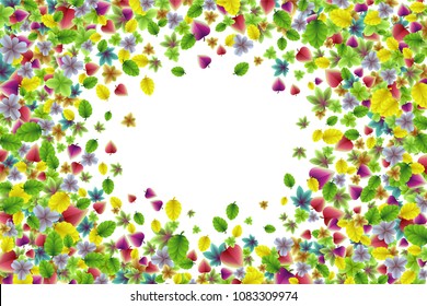 Vector colorful botanical garden fresh leaves background design element
