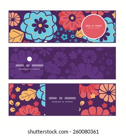 Vector colorful bouquet flowers horizontal banners set pattern background