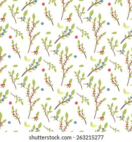 Vector colorful branch seamless pattern. Cute background for invitations, save the date cards and other design. Spring wallpaper
