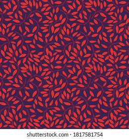 Vector Colorful Branches Seamless Pattern Background With abstract plants with fun leaves and branches forming a floral texture.