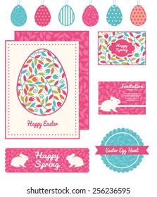 Vector colorful branches set of Easter cards, labels, tags and banners templates