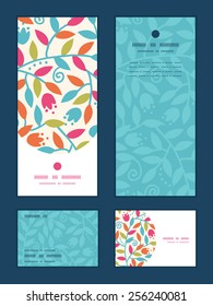 Ramas de color vectorial cuadro de invitación cuadro vertical, RSVP y gracias juego de tarjetas
