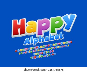 Vector colorful Bright Alphabet for Children. Funny 3D Font.