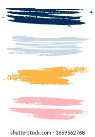 Vector Colorful Brush Stain Smears Colors Of The Rainbow. Vector Brushes Collection For Your Brush Tool In Adobe Illustrator. Watercolor Hand Drawn Strokes.