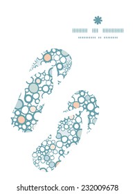 Vector colorful bubbles flip flops silhouettes pattern frame