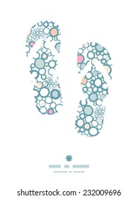 Vector colorful bubbles flip flops silhouettes pattern frame