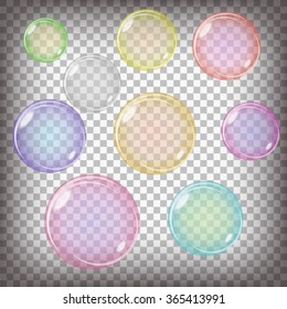 Vector Colorful Bubbles Set. Soap Foam Spheres
