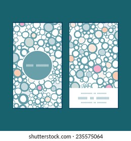 Vector colorful bubbles vertical round frame pattern business cards set