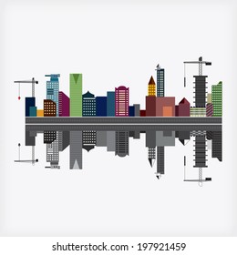 Vector of Colorful Buildings and Reflection