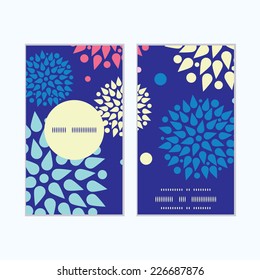 Vector colorful bursts vertical round frame pattern business cards set