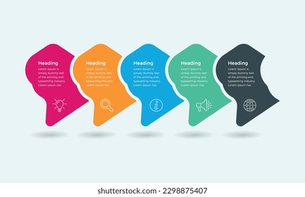 Vector colorful business 5 steps infographic elements design. Modern simple infographic design template. business infographic design