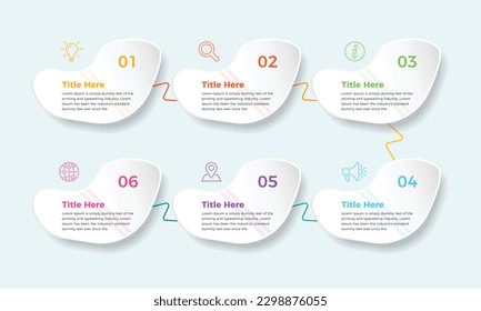 Negocio colorido vectorial 6 pasos diseño de elementos infográficos. Plantilla moderna de diseño infográfico simple. diseño de infografía de negocios