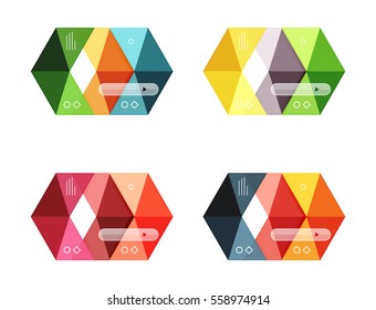 Vector colorful business infographic template or web banner layout. Arrow shape