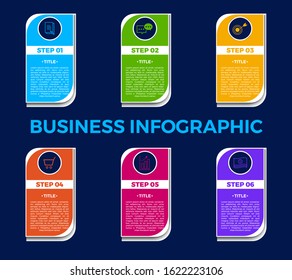 Vector Colorful Business and Marketing Infographics. Infochart and strategy plan. Useful for presentations, flyers, posters, annual report or banner.