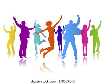 Vector of Colorful Business People Celebrating