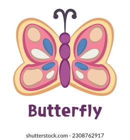 Vector colorful butterfly cartoon illustration. 