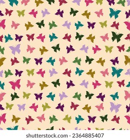 Vector colorful butterfly repeat pattern background, perfect for scrapbooking, card making, wall paper, sewing projects, fabrics, packaging, stationary. 