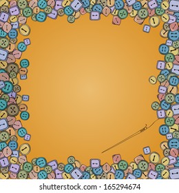 Vector Colorful Button Frame with Needle