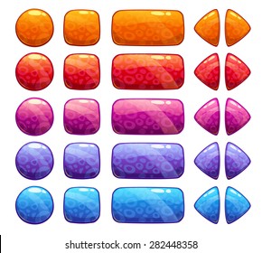 Vector colorful buttons set, isolated game or web design elements