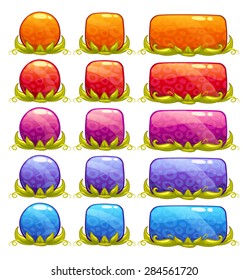 Vector colorful buttons set, isolated game or web design elements