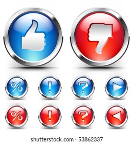 Vector colorful buttons for web design. Realistic buttons