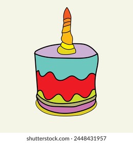 vector colorful cake Isolated on white background,hand-drawn cake with candles. Sketch-style vector illustration.eps 10.
