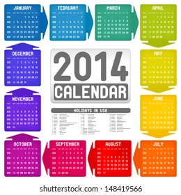 Vector colorful calendar 2014