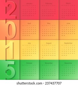 Vector colorful calendar of 2015. Template design