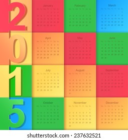 Vector colorful calendar of 2015. Template design