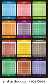 VECTOR - Colorful Calendar Design 2012 - Spanish Language