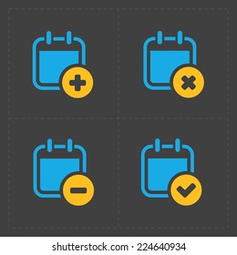 Vector Colorful Calendar Icons on dark