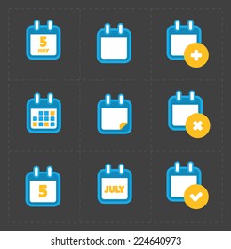 Vector Colorful Calendar Icons on dark