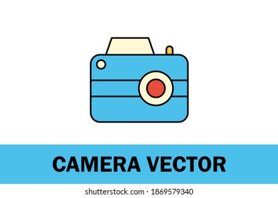 Vector of colorful camera icon. Isolated on white background. 
