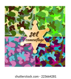 vector colorful camouflage seamless pattern set
