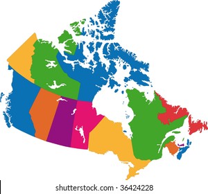 Vector colorful Canada map with province borders