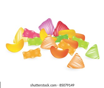 Vector colorful candies jelly on white background