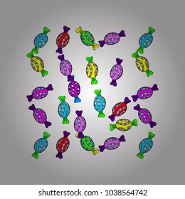 Vector. Colorful Candy seamless. On white, black and blue colors.