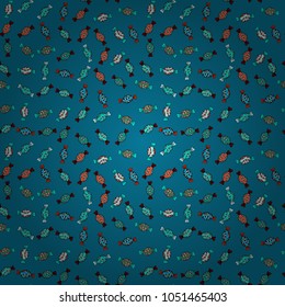 Vector. Colorful Candy seamless. On blue, black and red colors.