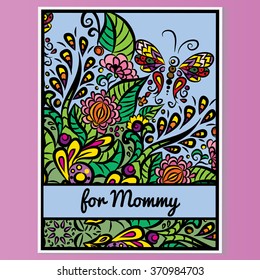 Vector colorful card mother day on pink background with format eps10.