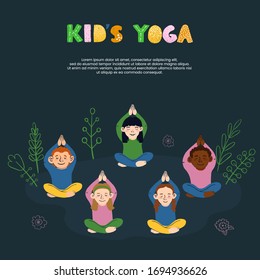 Vector colorful card template Kids Yoga