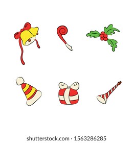 Vector colorful cartoon Christmas set.