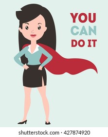 Vector colorful cartoon flat illustration with super hero  woman