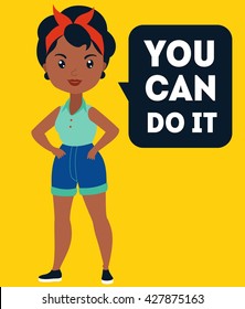 Vector colorful cartoon flat illustration with super hero powerful  woman