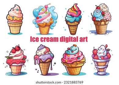 Vector colorful cartoon icecream clipart