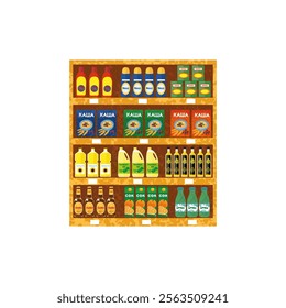 Vector Colorful Cartoon Illustration of a Shelves With Goods In The Store Isolated on White Background