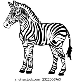 Vector colorful cartooned illustration for children: cute zebra horse