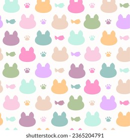 vector colorful cat silhouette seamless pattern