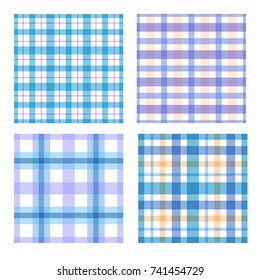Vector colorful checkered plaid seamless patterns set
