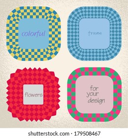 Vector: colorful checkered rectangle frame background with center isolated for copy space 